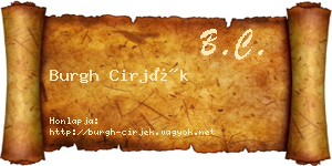 Burgh Cirjék névjegykártya